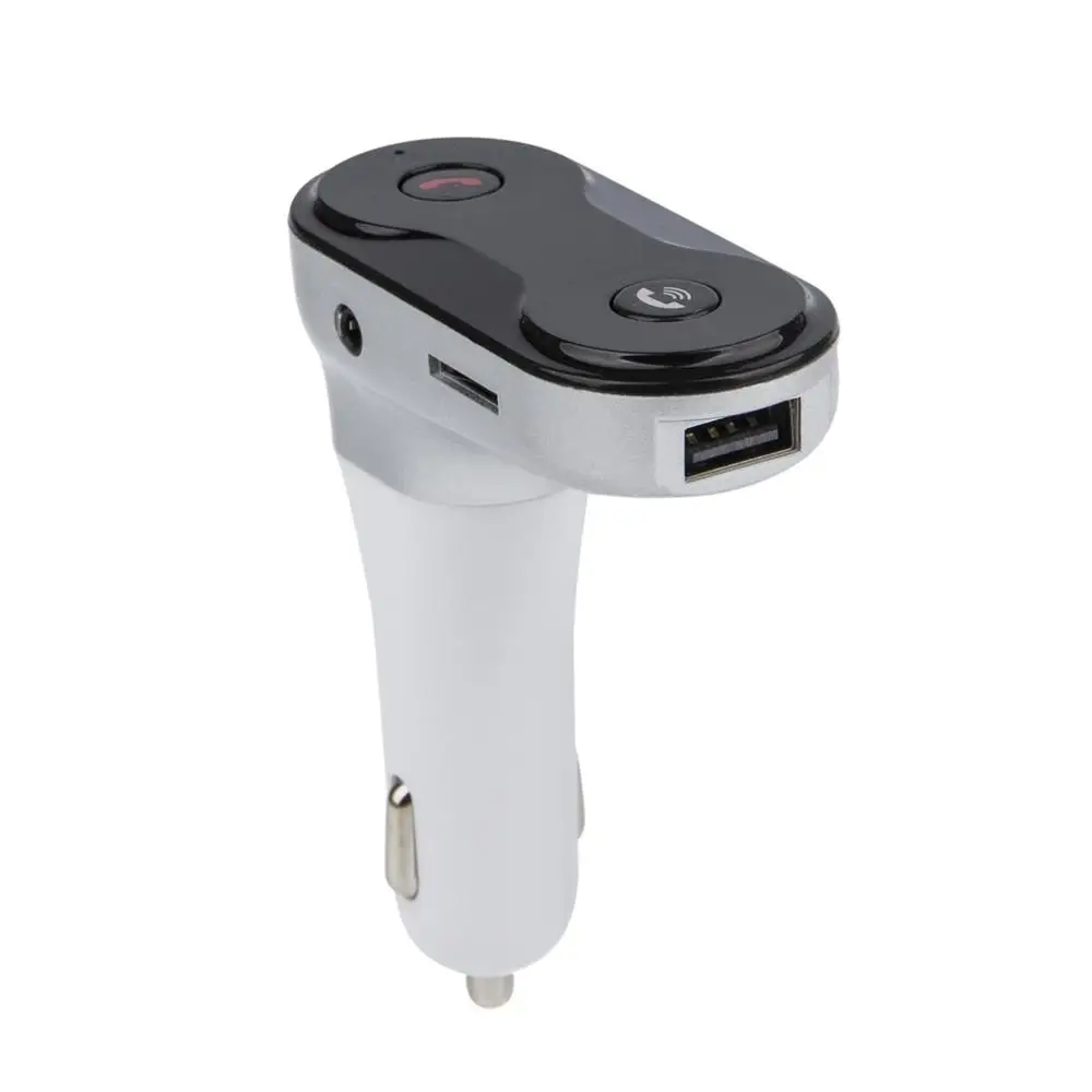 Новинка, портативная Автомобильная мини-гарнитура, Bluetooth, TF карта, FM, USB, зарядное устройство, Mp3 плеер, прикуриватель, 87,5~ 108 МГц, горячая Прямая поставка - Название цвета: Серебристый