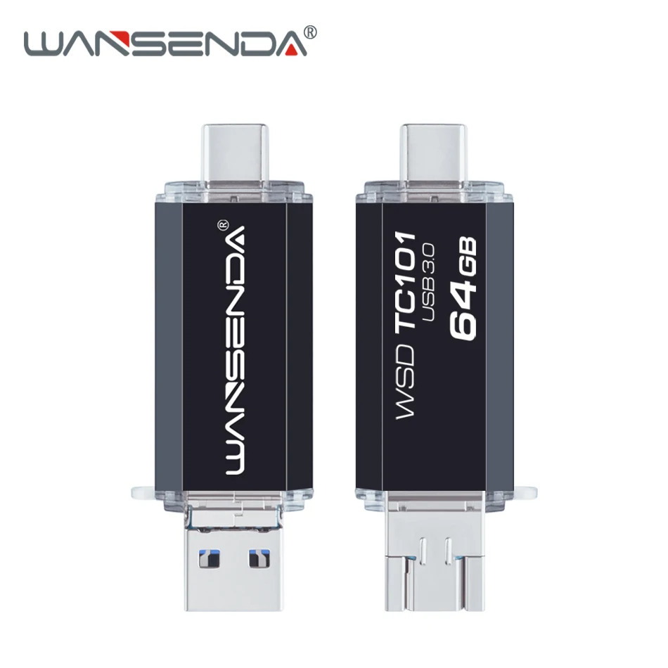 

WANSENDA USB Flash Drive 3 in 1 USB3.0 & Type-C & Micro USB Stick OTG Pen Drive 32GB 64GB 128GB 256GB Pendrives for Android/PC