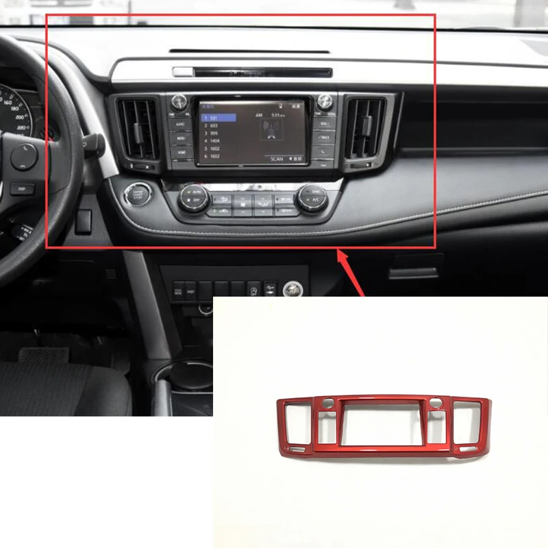 

For Toyota RAV4 2016 2017 ABS Plastic Red Car middle air outlet Decoration Cover Trim interior mouldings accessories car styling