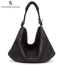 SC женская сумка из мягкой натуральной кожи, женские сумки на плечо, кошелек, Хобо, черный, коричневый цвет, женские большие роскошные сумки из воловьей кожи