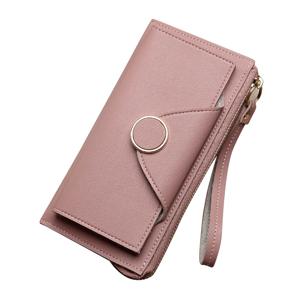 

Fashion Bifold Women Long Wallet Zipper Purse Card Holder Hand Strap Clutch
