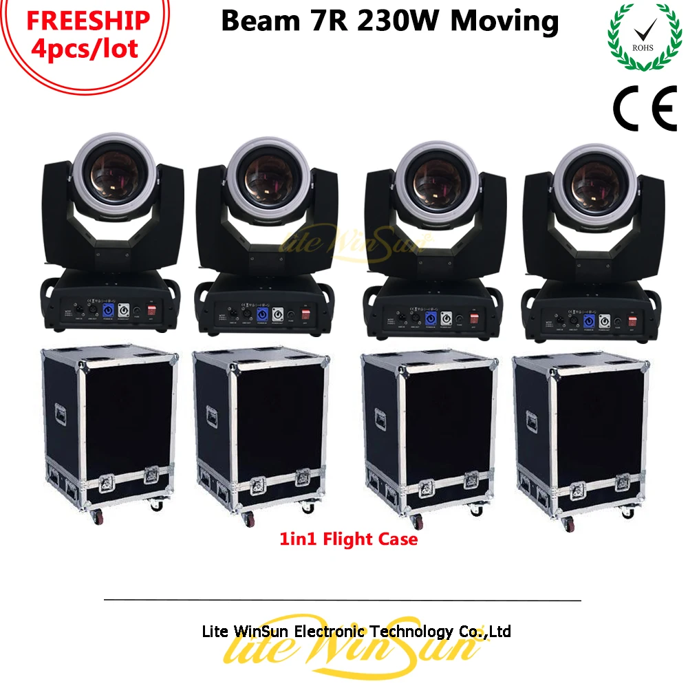 

Litewinsune Freeship 4pcs with Flight Case Sharp Beam Moving Head Light Stage Lighting DJ Beam 7R 230W