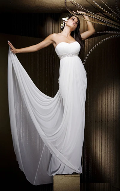 P192 Sell like hot cakes Sheath One-shoulder Chiffon Beaded full length Pageant formal prom birthday party ball dresses gowns | Свадьбы и
