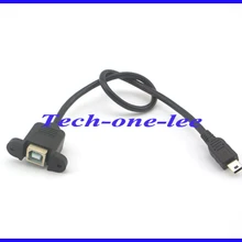100 шт/партия USB-B женский панельный крепление с помощью винтов отверстие к USB Мини 5pin Удлинительный кабель