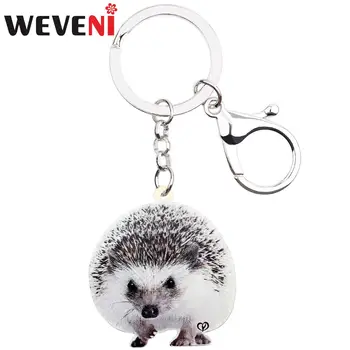 

WEVENI Acrylic Cute Hedgehog Key Ring Keychain Wild Protected Animal Jewelry For Women Girls Bag Car Charms Decoration