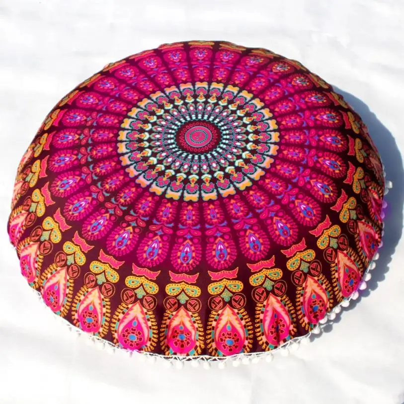 43*43 см индийские подушки с рисунком Мандала круглые богемные домашние подушки Чехол 2O929 - Цвет: B