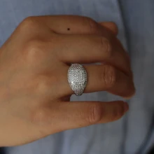 Najnowszy Mirco pave shiny cz betonowa szerokie obrączki z rodem plagted dla kobiet męskie obrączki ślubne biżuteria prezent