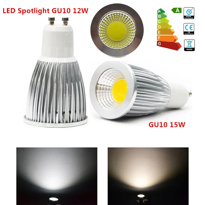 1 шт. продукт GU10 9 Вт 12 Вт 15 Вт Диммируемый светодиодный COB 110 В 220 В прожектор лампа теплый белый/холодный белый/чистый белый светодиодный светильник
