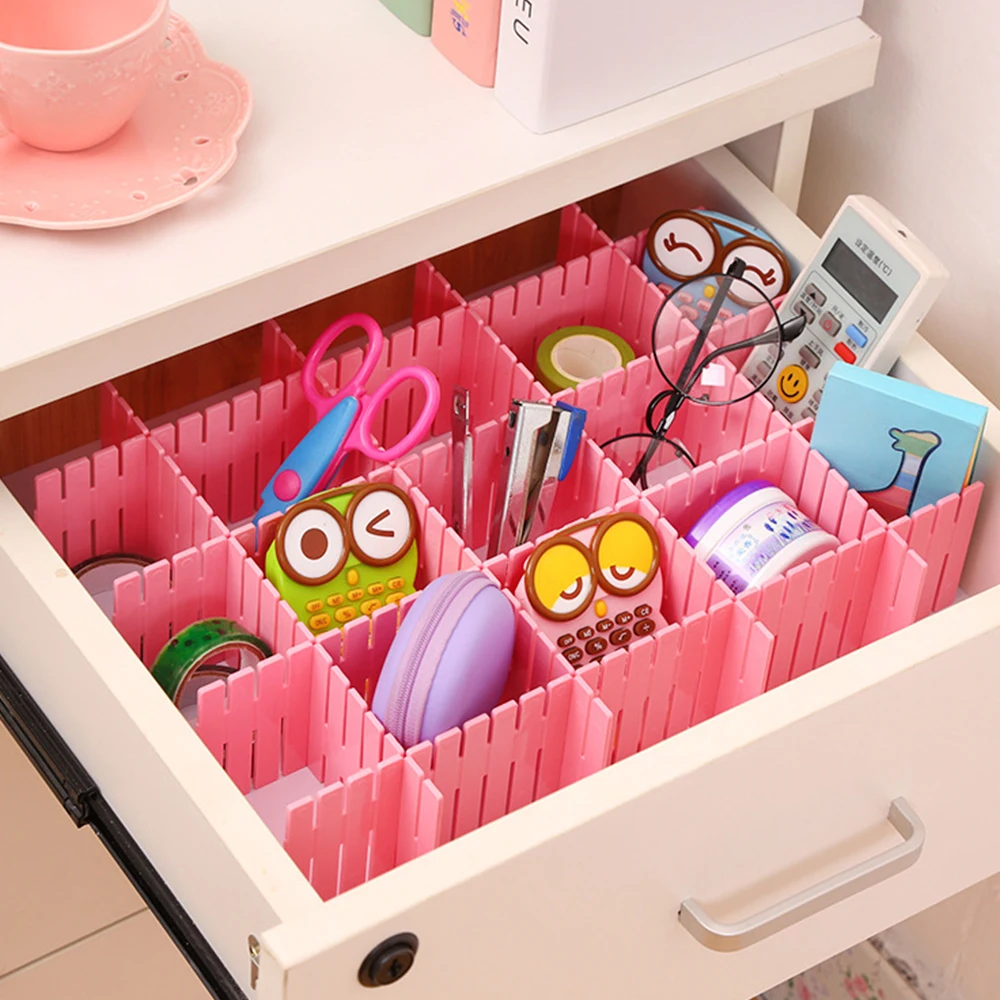DIY المكياج التخزين المنظم الجوارب الملابس الداخلية المنظم صندوق تخزين قابل للتعديل اللوح مقسم أدراج التقسيم خزانة الشبكة
