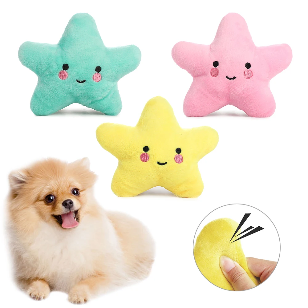 

1PC Pet Toys Cute Stars Toy Pets Squean Toy Soft Fleece Shrilling Decompression Tool Pet Squeeze Sound Cats Toys