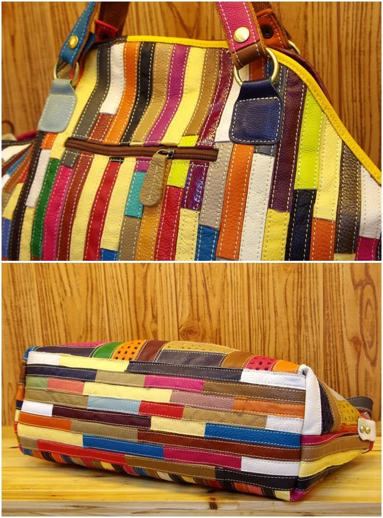Стильная Новинка, винтажная женская сумка-мессенджер, разноцветная большая сумочка с полой вставкой AWM100
