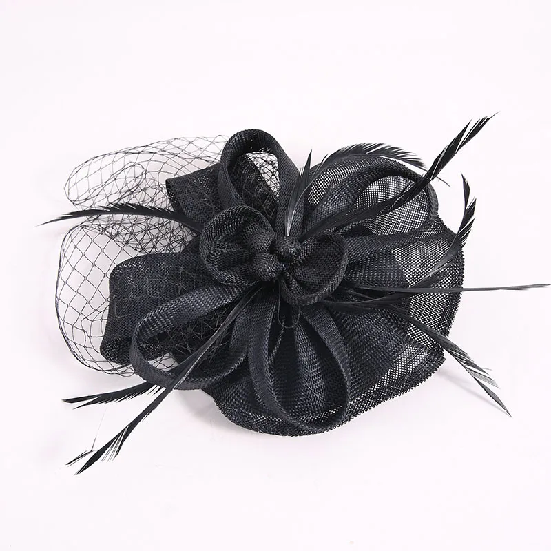 

New Elegant Original British Wedding Hat European And American Fashion Formal Wear Linen Hat Gauze Mesh Feather Lady Headwear