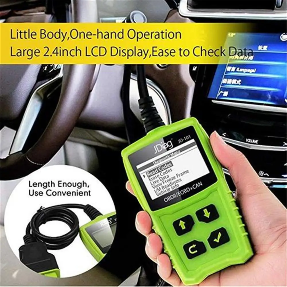 Автомобильный диагностический прибор для JD101 OBDII EOBD AL519 диагностическое устройство OBD код сканер автомобиля код ошибки считыватель работает на всех автомобилях