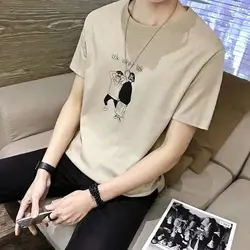 Летняя мужская футболка 2019 Новая мода корейский Harajuku Свободное длинное платье с длинными рукавами-рукавом o-образным вырезом футболки