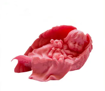 

DIY Baby wings girl 3D silicone soap molds mold sleeping baby handmade mold fondant cake direction mold