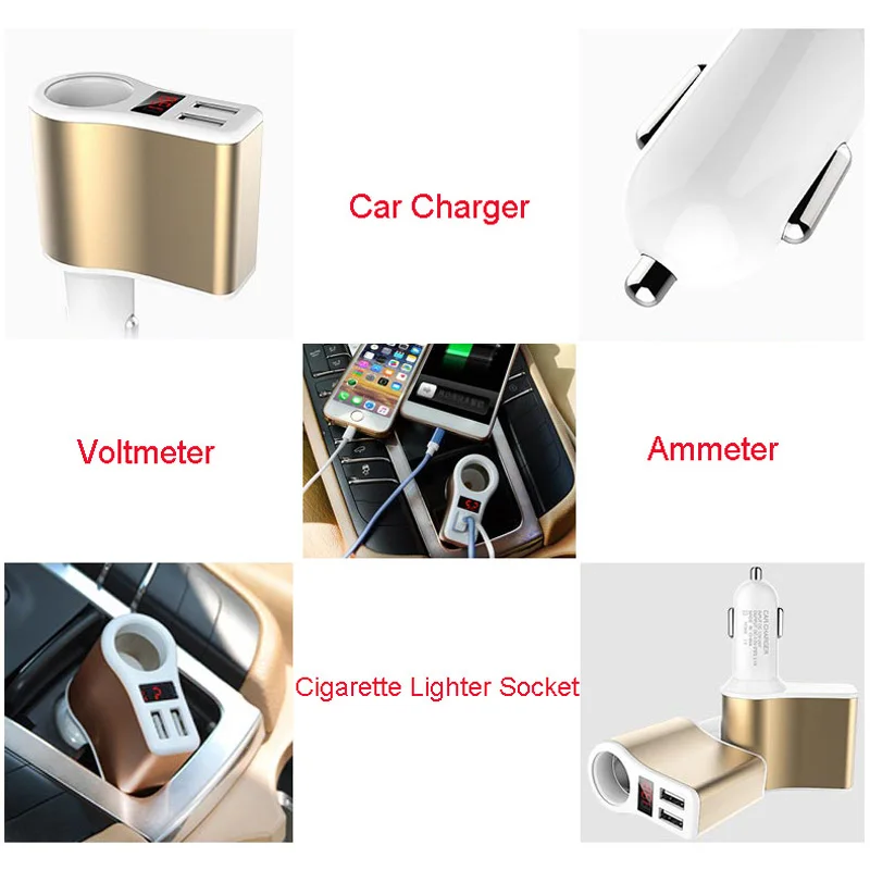 3.1A двойной USB 12 В 24 В Автомобильное зарядное устройство адаптер прикуривателя светодиодный цифровой вольтметр Амперметр монитор