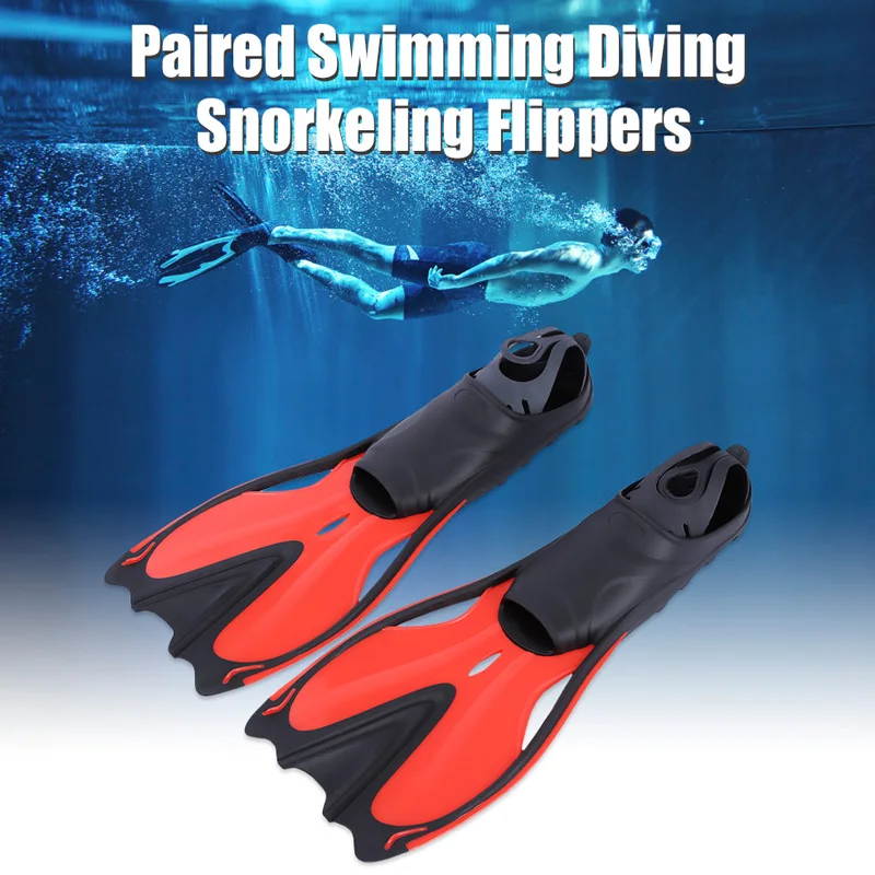 

Paired Swimming Flippers Submersible Fins Snorkeling Shoes Diving Equipment (Yellow/Red, L/M/S)