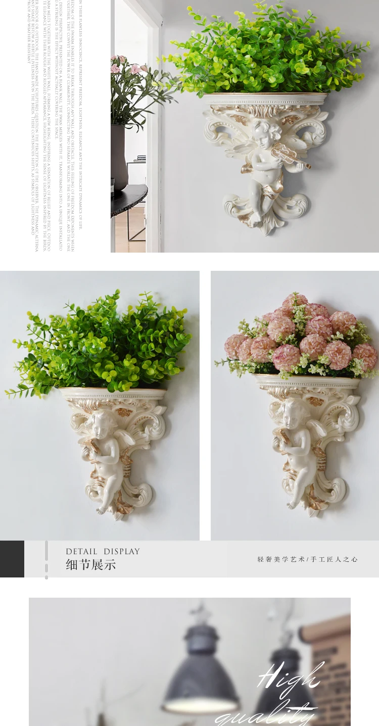Европейский Винтажный ангел, смоляные вазы, скрипка или арфа, ремесла, украшение, искусственный цветочный горшок, украшение, настенная ваза, домашний декор
