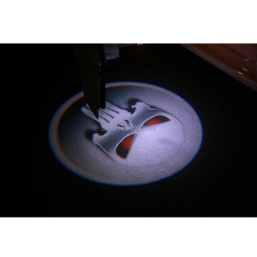 2 x Punisher Skull Series 5W Car LED Laser Logo Lights Door Welcome Ghost Shadow Projector Door Courtesy Lights 2 x Punisher Skull Series 5W Car LED Laser Logo Lights Door Welcome Ghost Shadow Projector Door Courtesy Lights