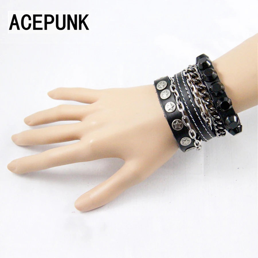 Кожаный браслет панк рок для мужчин и женщин цепочка рук|bracelets for|leather braceletleather