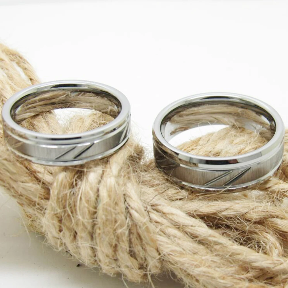 New Fashion Wedding Rings Silvevr Color Craved Pattern Tungsten Carbide Rings Women's Wedding Anniversary Engagement Rings