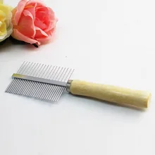 Double Sides Wooden Handle Stainless Steel Needle Dog Comb Hairbrush Big Grooming Hair Tool Hair Care For Dogs 19.5x5cm