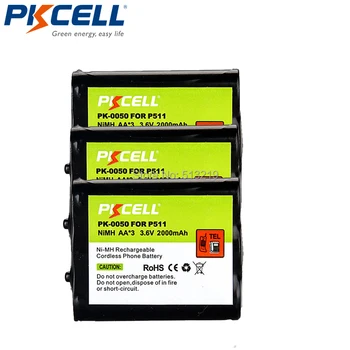 

3Pack 3.6V Cordless Phone Battery for Panasonic P-P511, HHR-P402A HHR-P511 Uniden P-P511 NIMH Rechargeable Batteries