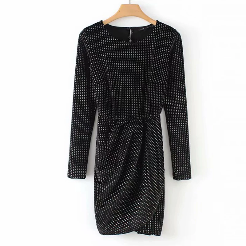 Women's Clothing Dress 2019 Round Neck Shiny Velvet Halter Irregular Dress Ms Summer Street Sexy Slim Fit Temperament Clothing