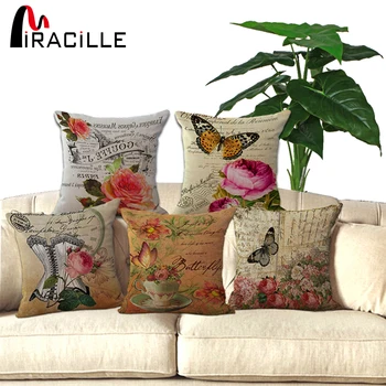 

18" Square Decorative sofa throw pillows French flowers printed garden cushion Chair seat cushion for retail