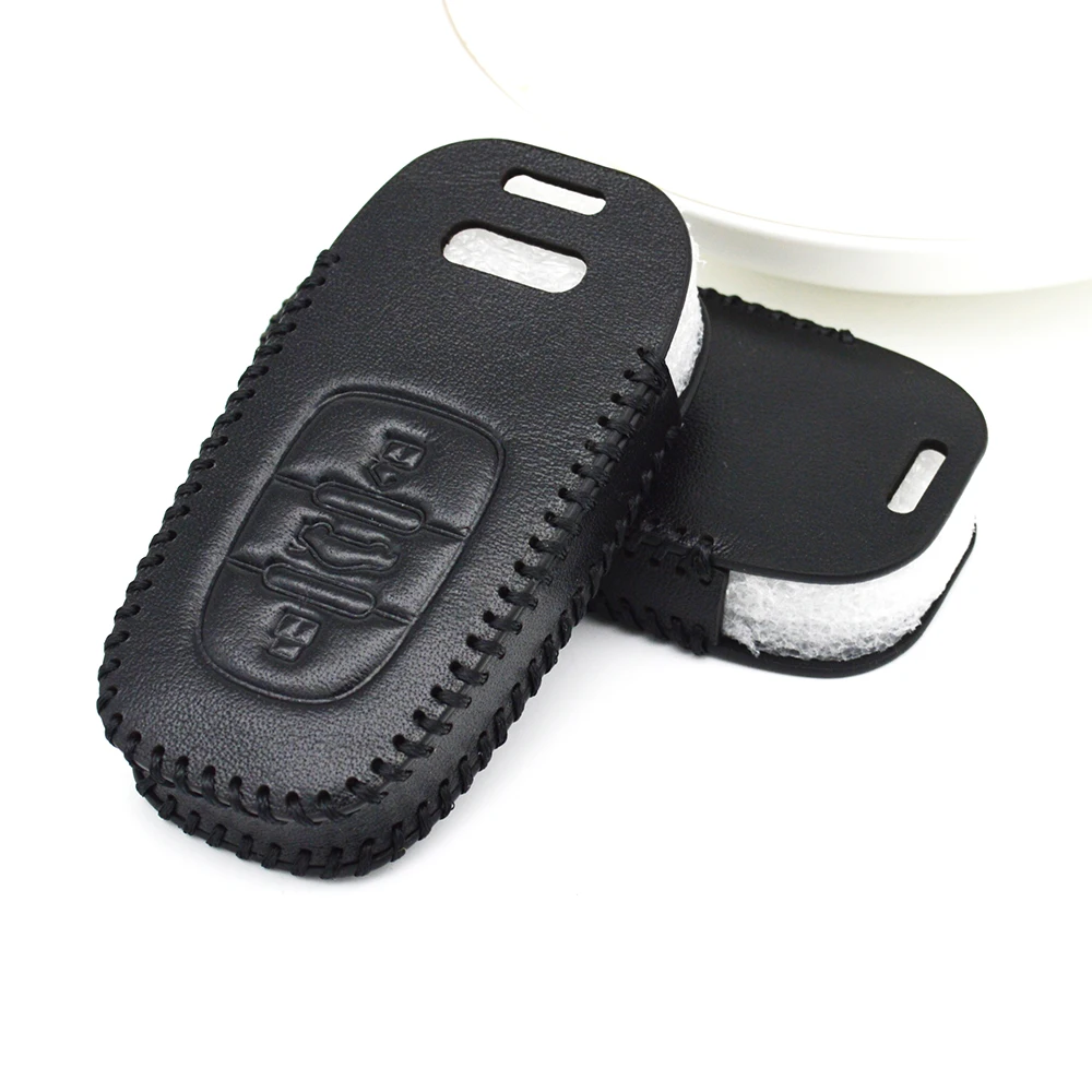 

For AUDI Leather 3 Button Car Key Stickers Smart Key Case Cover For AUDI A1 A3 A4 A5 A6 A4L A6L Q3 Q5 Q7 TT Keychain Key shell