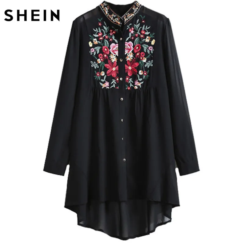 Buy SHEIN Women Tops Fashion Stand Collar Long Sleeve