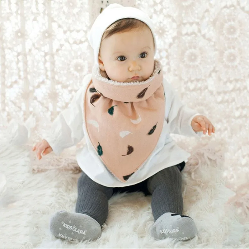 Зимний толстый детский слюнявчик Полотенце Burp треугольный нагрудник мягкий нагрудник для кормления теплые ткани