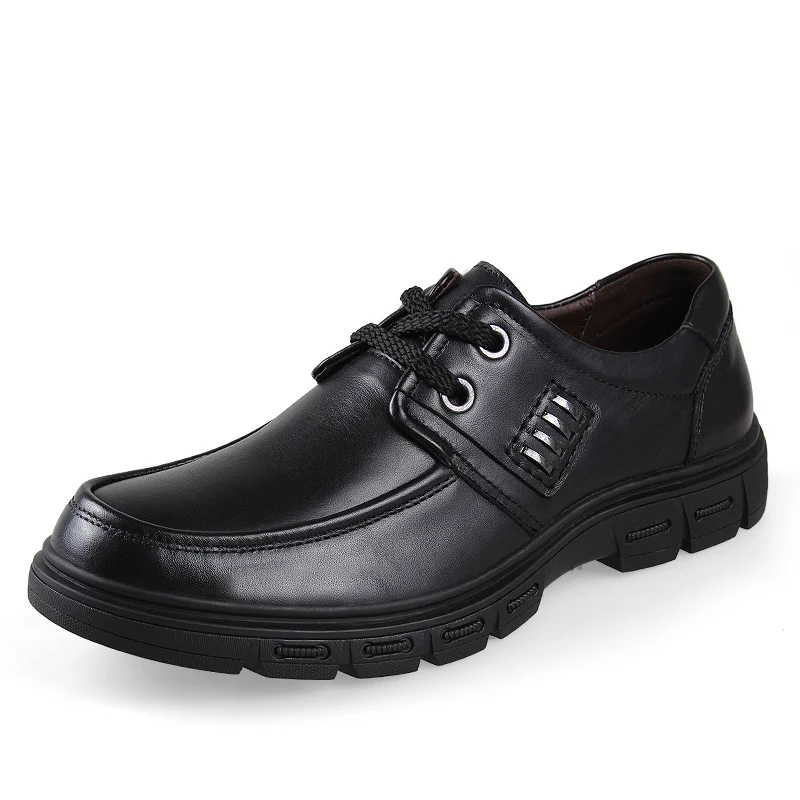 EUDILOVE Men's leather fashion men's shoes For Men comfortable shoes autumn/winter warm black casual Male Shoes 9866
