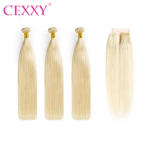 CEXXY 9A Brazilian Hair Weave Bundles Virgin Hair 613 Blonde Human Hair Bundles With Closure Straight Free Shipping