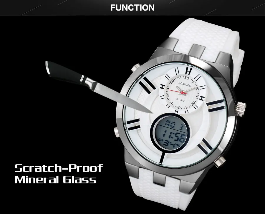 BOAMIGO Mens Watches Top Brand Luxury Dual Display Digital Military Quartz Watch White Rubber Gift Wristwatches for Casual Dress (8)