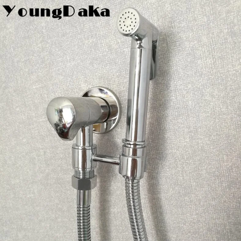 Copper Chrome Toilet Bidet Faucet Bathroom Copper Valve Shower Spray