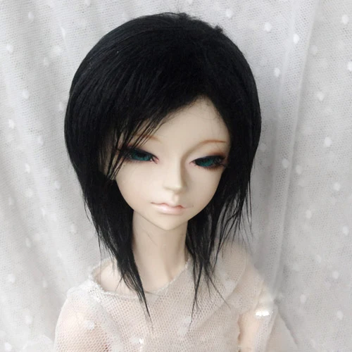 BJD кукла натуральный мех парик для 1/3 1/4 1/6 BJD DD SD MSD MDD YOSD кукла черный средней длины на меху парики кукла