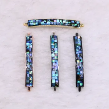 

Wholesale Tiny jewelry charms rectangle charms Double hoops connector Abalone color jewelry charms jewelry finding for lady3539
