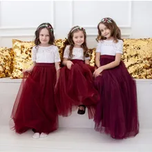 4-14 лет Детское платье для девочки, держащей букет невесты, фатиновое кружевное длинное платье для девочек элегантное платье принцессы вечерние платья для детей-подростков