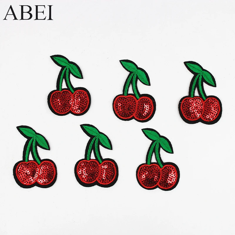 

10pcs/lot Cartoon Fruits Patches Embroidered Iron On Cherry Appliqued Diy Clothes Bags Jeans Stickers Embellishment Motif Badge