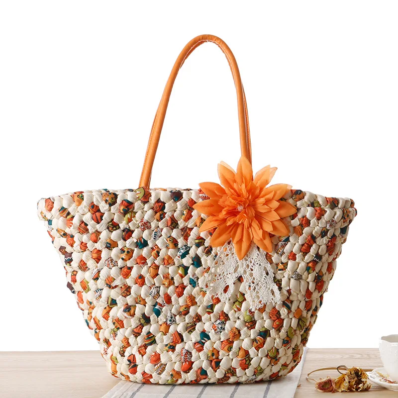 

SUDS Beach Bags Handbag Handmade Straw Women Big Casual Fashion Soft Women Shoulder Bag With Zipper Summer 2019 Female Hand Bag