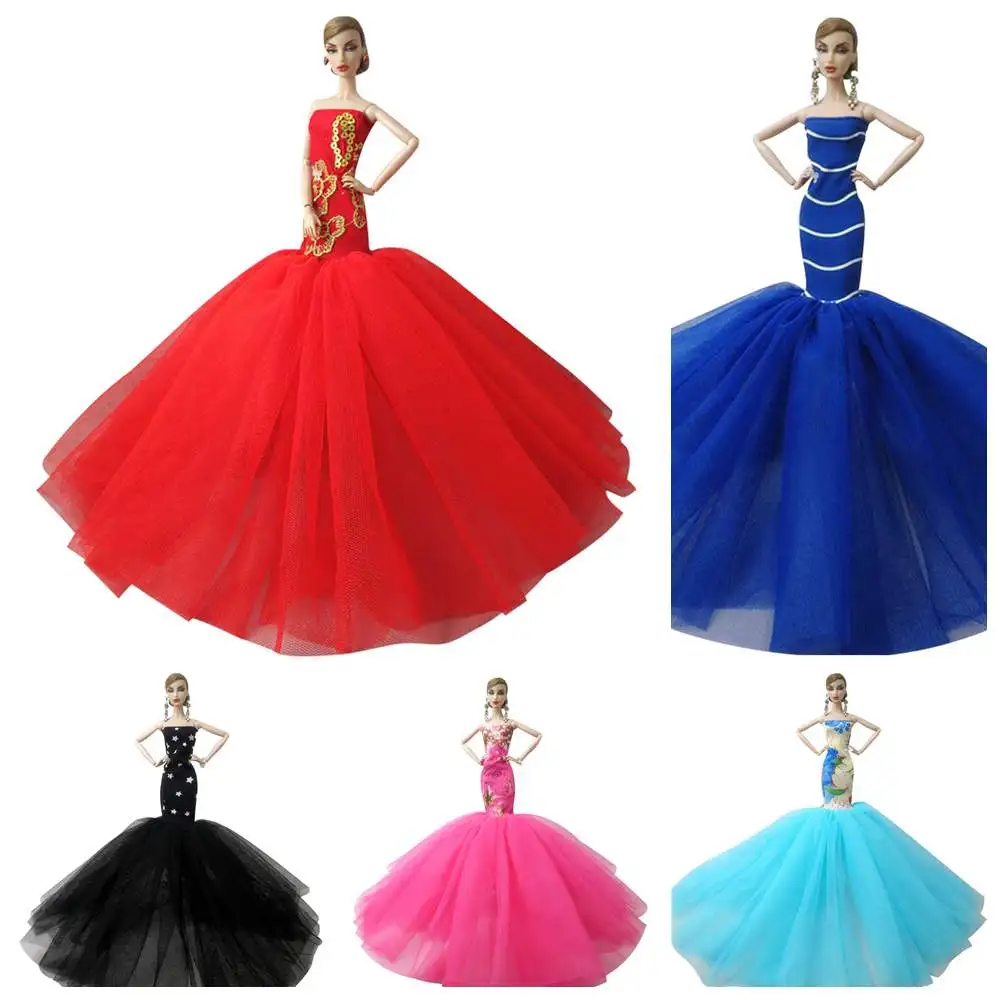 

NK One Set Doll Long Wedding Dress With Fishtail Clothes Dress Fashion Skirt Party Gown For Barbie Doll Accessories G257 JJ