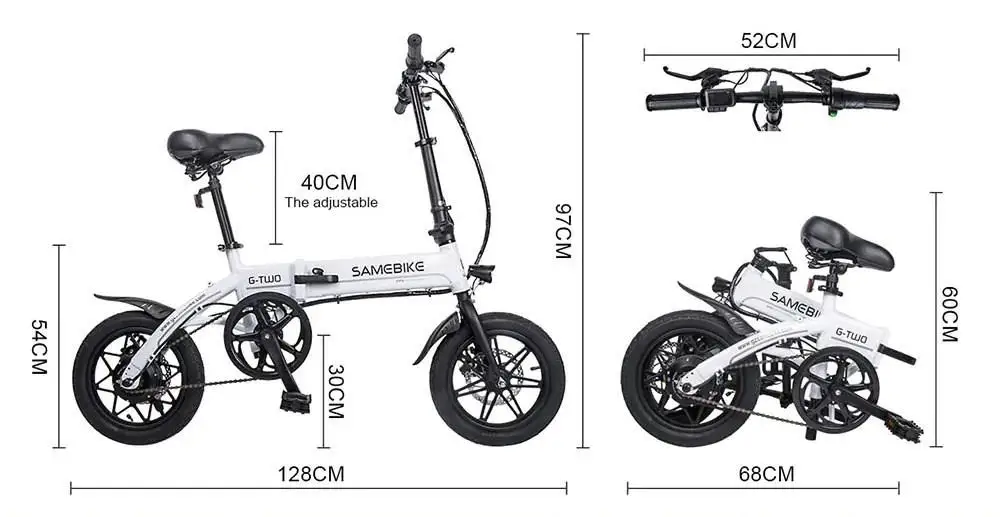 Flash Deal US stock Samebike Smart Folding Bicycle Moped Electric Bike E-bike 250W motor 8Ah battery max speed 30km/h max load 100kg 6