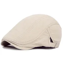 Новые модные хлопковые мужские береты шапки однотонные в английском стиле шляпы для мужчин шляпы джентльменов с прямым козырьком Повседневная шляпа регулируемые
