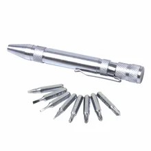 1 х ручка Форма 8 в 1 Многофункциональный Отвёртки 4.33 дюйма карман Размеры черный/серебристый