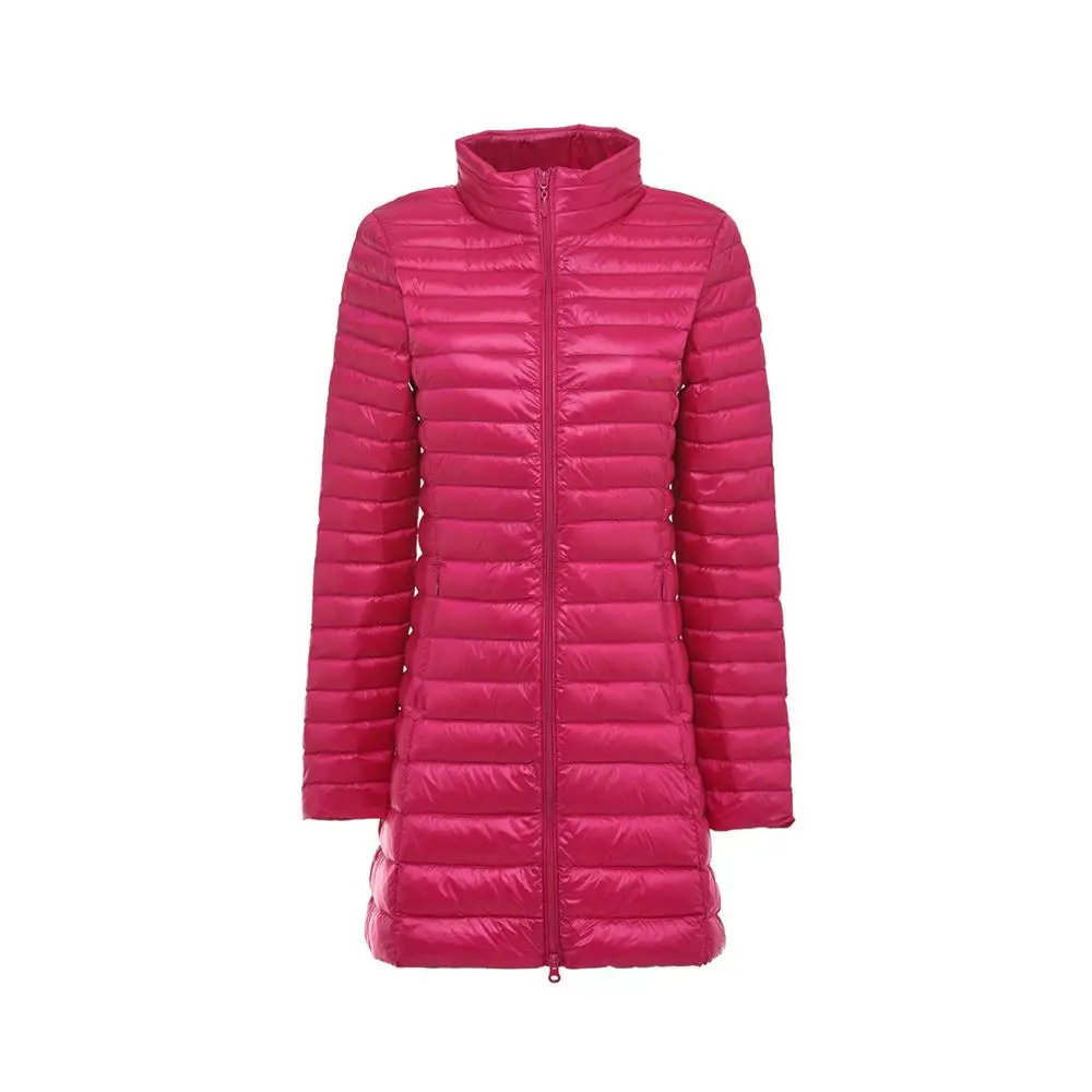 Длинное женское пуховое пальто, куртка, осенняя Женская парка, верхняя одежда, ультра легкий светильник, 90% белая утка, тонкая куртка, женская зимняя теплая куртка - Цвет: Rose