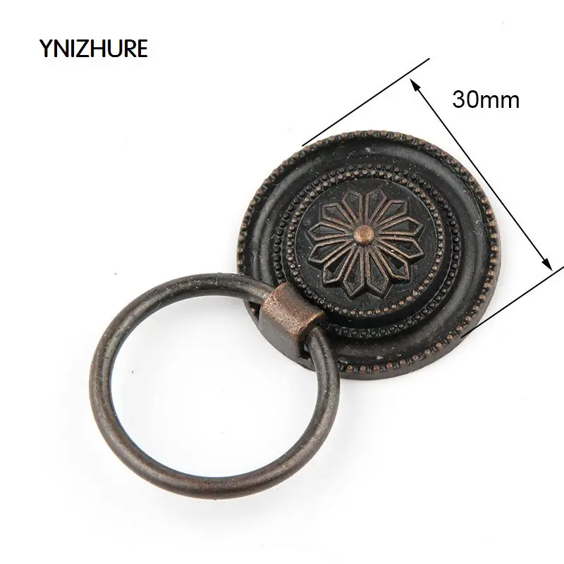 YINZHURE 30pcs 30mm Ring style single hole antique bronze knob zinc alloy furniture cabinet antique handle drawer pull YINZHURE 30pcs 30mm Ring style single hole antique bronze knob zinc alloy furniture cabinet antique handle drawer pull