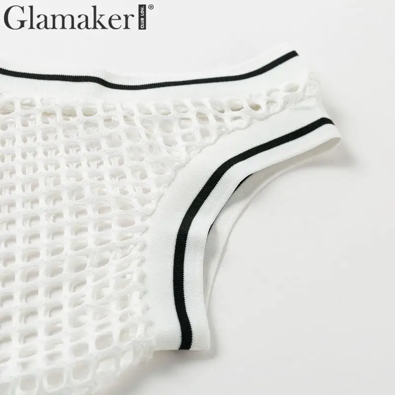 Glamaker одно плечо прозрачный большие размеры платье Для женщин летние облегающее платье без рукавов вечерние Клубные женские элегантные сексуальное платье