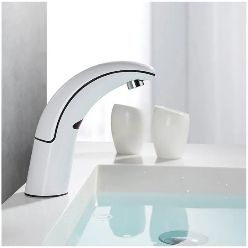 ABS hot and cold  bathroom sense faucet fashion basin faucet sink tap white color easy install