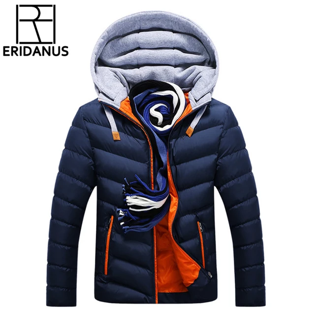Winter Jacket Men Hat Detachable Warm Coat Cotton-Padded Outwear Mens Coats Jackets Hooded Collar Slim Clothes Thick Parkas X327